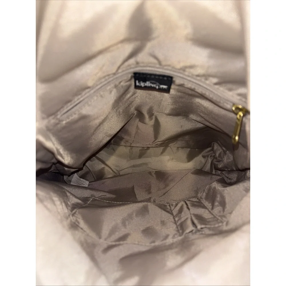Kipling Black Nylon Messenger Style Backpack Gold Tone Hardware K19086 EUC 12X12
